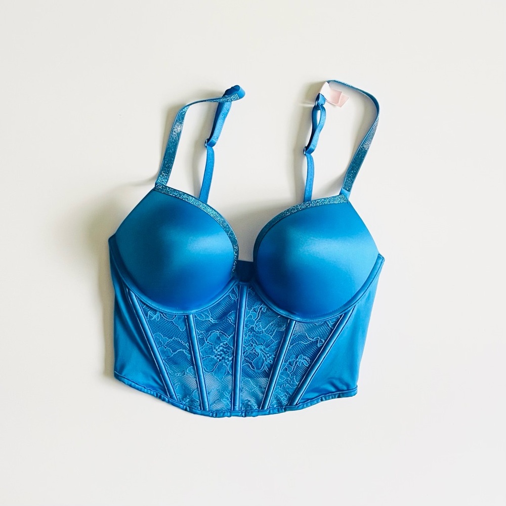 NWT Victoria’s Secret 32A Bombshell add 2 cups extra pushup bling shine bra